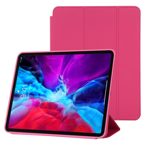 iPad Pro 12.9 inch  - 2020/2021 3-fold Horizontal Flip Smart Leather Tablet Case with Sleep / Wake-up Function & Holder - Rose Red