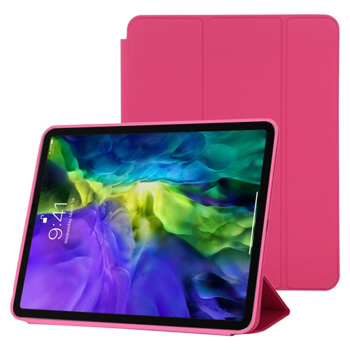 iPad Pro 11 2022 / 2021 / 2020 3-fold Horizontal Flip Smart Leather Tablet Case with Sleep / Wake-up Function & Holder - Rose Red