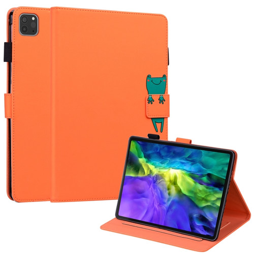 iPad Pro 11 2022 / 2021 / 2020 Cartoon Buckle Leather Smart Tablet Case - Orange