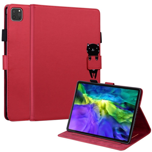 iPad Pro 11 2022 / 2021 / 2020 Cartoon Buckle Leather Smart Tablet Case - Red