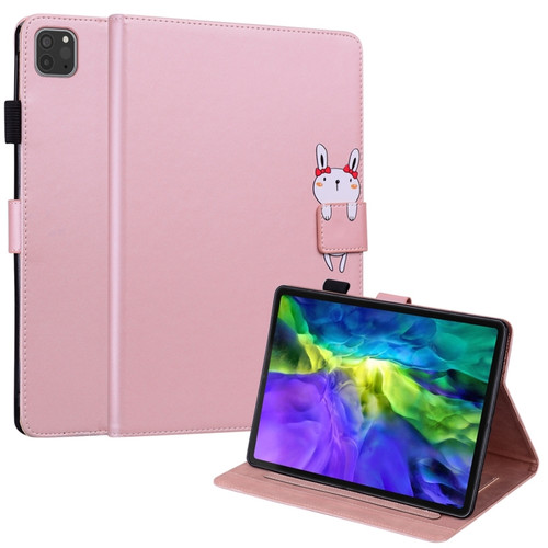 iPad Pro 11 2022 / 2021 / 2020 Cartoon Buckle Leather Smart Tablet Case - Rose Gold