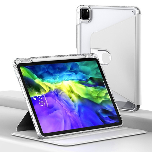 iPad Pro 11 2022 / 2021 / 2020 Clear 360 Rotation Stand Smart Leather Tablet Case - White