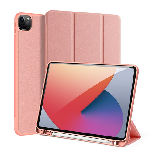 iPad Pro 11 2022 / 2021 / 2020 DUX DUCIS Domo Series Horizontal Flip Magnetic TPU + PU Leather Tablet Case with Three-folding Holder & Pen Slot & Sleep / Wake-up Function - Pink