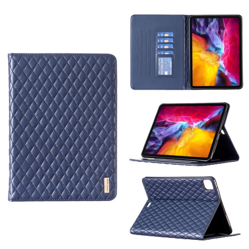 iPad Pro 11 2022 / 2021 / 2020 Elegant Rhombic Texture Horizontal Flip Leather Tablet Case - Blue