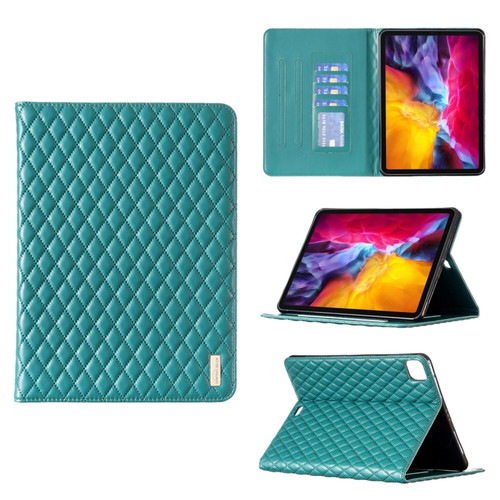 iPad Pro 11 2022 / 2021 / 2020 Elegant Rhombic Texture Horizontal Flip Leather Tablet Case - Green