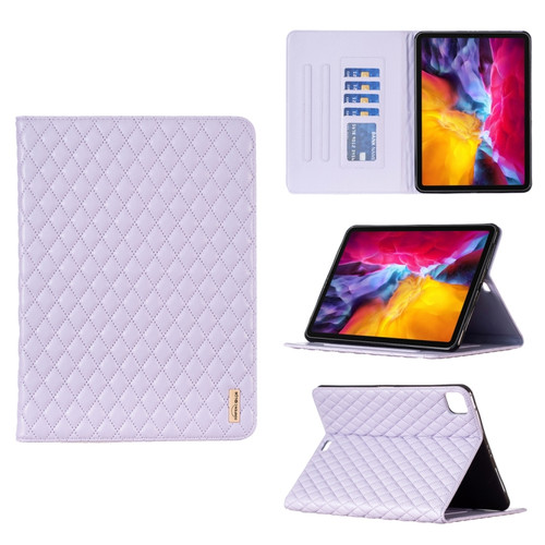 iPad Pro 11 2022 / 2021 / 2020 Elegant Rhombic Texture Horizontal Flip Leather Tablet Case - Purple