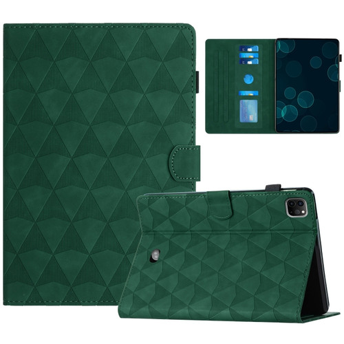 iPad Pro 11.0 2022 / Air 10.9 2022 Diamond Texture Embossed Leather Smart Tablet Case - Green