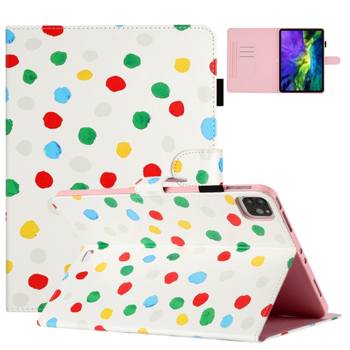 iPad Pro 11.0 2022 / Air 10.9 2022 Dot Pattern Leather Smart Tablet Case - White Colorful Dot