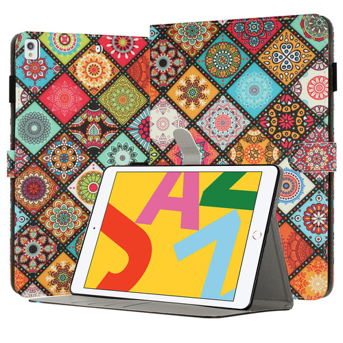 iPad 10.2 2021 / 2020 Painted Leather Smart Tablet Case - Ethnic Style