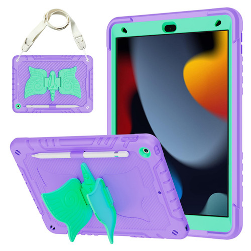 iPad 10.2 2021/2020/2019 Kickstand PC Hybrid Silicone Tablet Case - Purple Mint