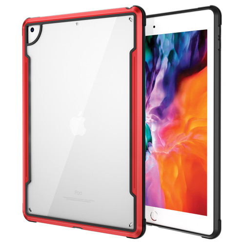 iPad 10.2 iPAKY Thunder Series Aluminum Frame + TPU Bumper + Clear PC Shockproof Case - Red