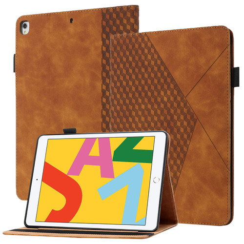 Rhombus Skin Feel Horizontal Flip Tablet Leather Case with Card Slots & Holder & Sleep / Wake-up Function iPad 10.2 2021 / 2020 / 2019 / Pro 10.5 2019 / 2017 - Brown