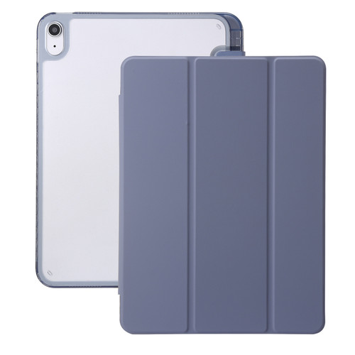 iPad 10th Gen 10.9 2022 Clear Acrylic 3-Fold Leather Tablet Case - Lavender Purple