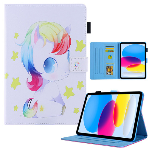 iPad 10th Gen 10.9 2022 Colored Drawing Leather Smart Tablet Case - Baby Unicorn