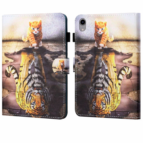 iPad 10th Gen 10.9 2022 Coloured Drawing Stitching Smart Leather Tablet Case - Cat and Tiger