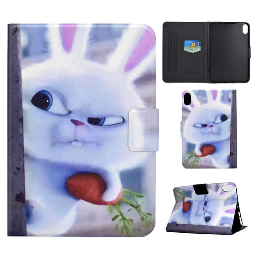 iPad 10th Gen 10.9 2022 Electric Pressed Colored Drawing Smart Leather Tablet Case - White Rabbit