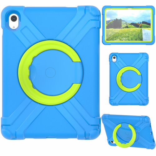 iPad 10th Gen 10.9 2022 EVA + PC Tablet Protective Case with 360 Rotating Bracket - Blue+Grass Green