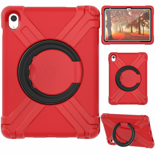 iPad 10th Gen 10.9 2022 EVA + PC Tablet Protective Case with 360 Rotating Bracket - Red+Black