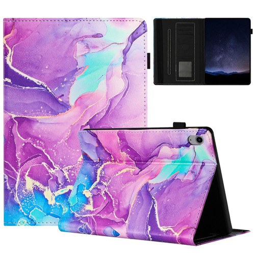 iPad 10th Gen 10.9 2022 Marble Litchi Leather Smart Tablet Case - Purple