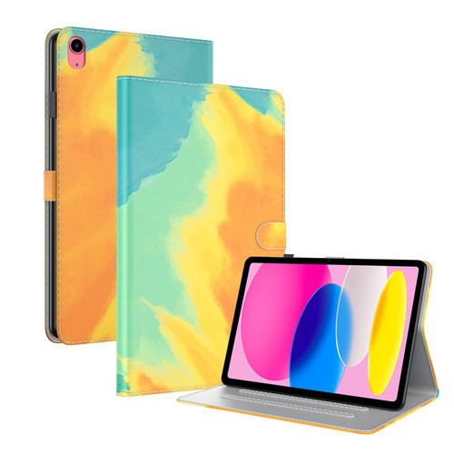 iPad 10th Gen 10.9 2022 Watercolor Pattern Flip Leather Tablet Case - Autumn Leaves