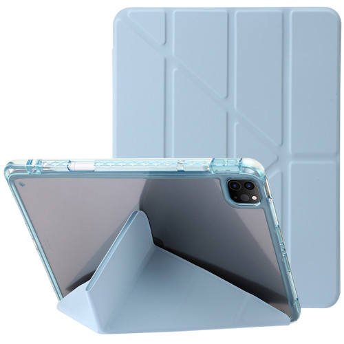 iPad Pro 13 2024 Clear Acrylic Deformation Leather Tablet Case - Ice Blue