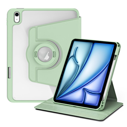 iPad Air 13 2024 Acrylic 360 Rotation Detachable Leather Tablet Case - Green