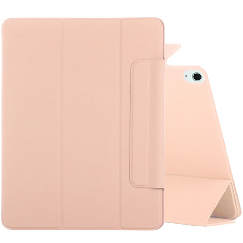 iPad Air 13 2024 Double-sided Clip Fixed Buckle Magnetic PU Leather Smart Tablet Case - Gold