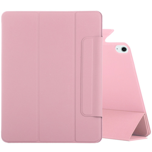 iPad Air 13 2024 Double-sided Clip Fixed Buckle Magnetic PU Leather Smart Tablet Case - Light Pink