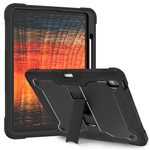 iPad Air 13 2024 Shockproof Silicone Hybrid PC Tablet Case with Holder - Black