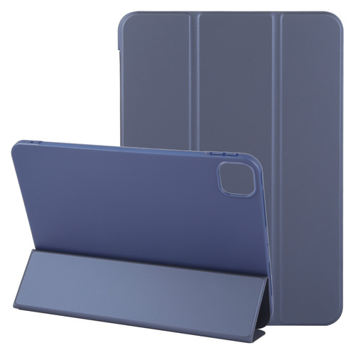 iPad Air 13 2024 GEBEI 3-folding Holder Shockproof Flip Leather Tablet Case - Dark Blue