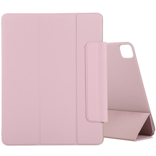 iPad Air 13 2024 / Pro 12.9 2020 Active Buckle Magnetic PU Leather Tablet Case With Holder & Sleep / Wake-up Function - Pink