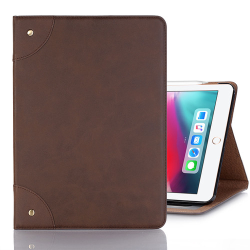 Retro Book Style Horizontal Flip PU Leather Case iPad Air 13 2024 / iPad Pro 12.9 inch  - 2018, with Holder & Card Slots & Wallet  - Coffee