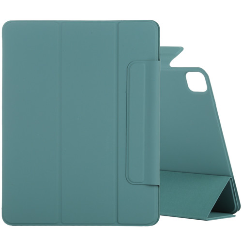 iPad Air 13 2024 / Pro 12.9 2020 Double-sided Magnetic Flip PU Leather Tablet Case With Holder & Sleep / Wake-up Function - Green