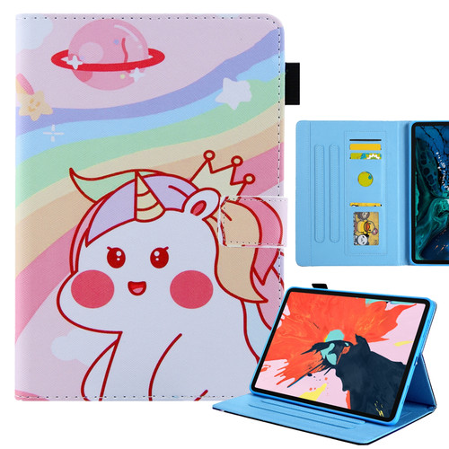 iPad Pro 11 2024 Colored Drawing Leather Smart Tablet Case - Crown Unicorns