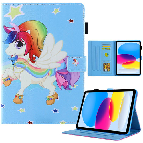 iPad Pro 11 2024 Colored Drawing Leather Smart Tablet Case - Star Unicorn