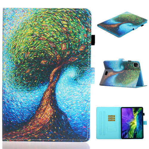 iPad Pro 11 2024 Coloured Drawing Stitching Smart Leather Tablet Case - Abstract Tree