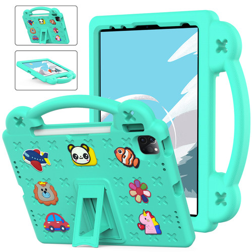 iPad Pro 11 2024 Handle Kickstand Children EVA Shockproof Tablet Case - Mint Green