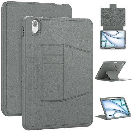 iPad Air 11 2024 Smart B Magnetic Holder Leather Tablet Case - Grey