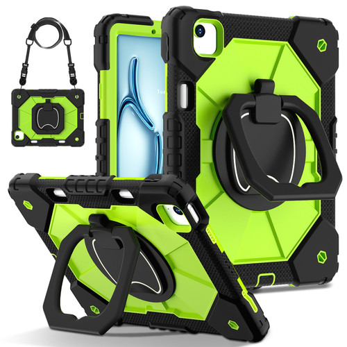 iPad Air 11 2024 Contrast Color Robot Silicone Hybrid PC Tablet Case - Black Yellow Green