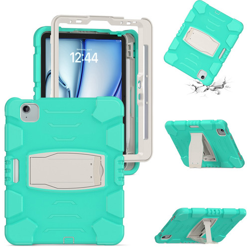 iPad Air 11 2024 3-Layer Silicone Hybrid PC Tablet Case - Mint Green