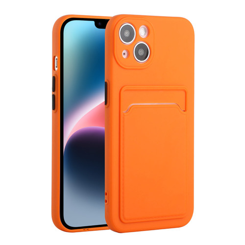 iPhone 14 Plus Card Slot Design Shockproof TPU Phone Case - Orange