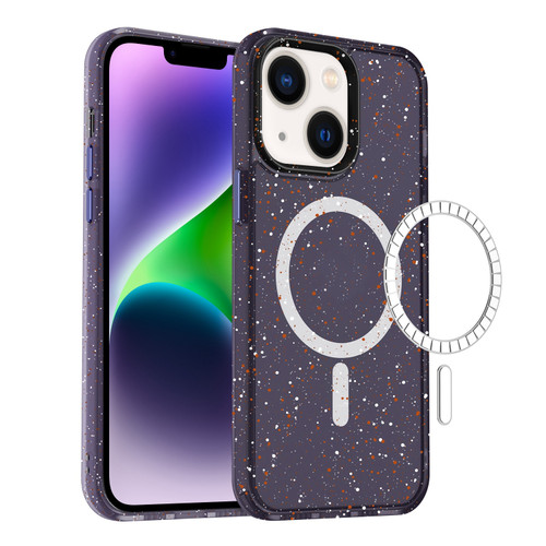 iPhone 14 Plus Colorful Ink-splash Magsafe PC Hybrid TPU Phone Case - Purple