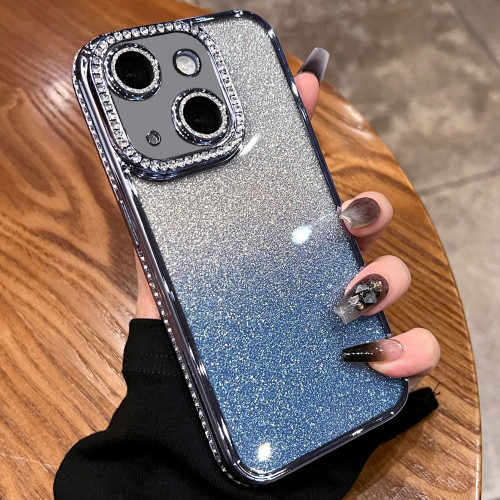 iPhone 14 Plus Diamond Gradient Glitter TPU Phone Case - Gradient Blue