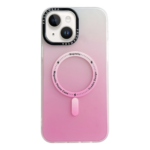 iPhone 14 Plus MagSafe IMD Gradient PC Hybrid TPU Phone Case - Pink