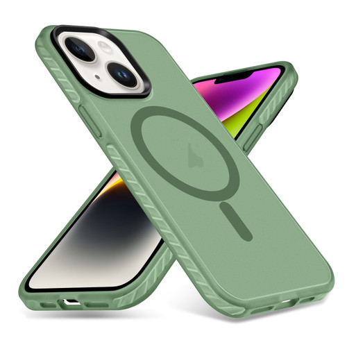 iPhone 14 Plus Skin Feel Airbag Shockproof MagSafe Phone Case - Green