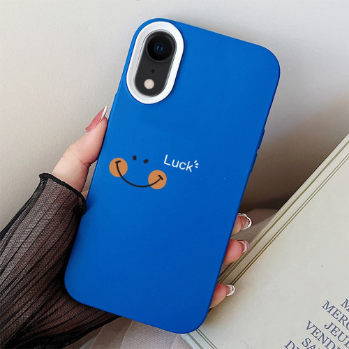 iPhone XR Smile Face PC Hybrid TPU Phone Case - Blue