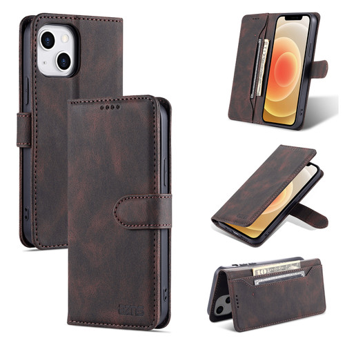 iPhone 14 Plus AZNS Dream Second Generation Skin Feel PU+TPU Horizontal Flip Leather Phone Case - Coffee