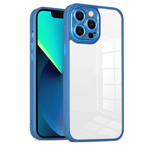 iPhone 14 Plus Cat-eye Electroplating TPU + Acrylic Phone Case - Blue