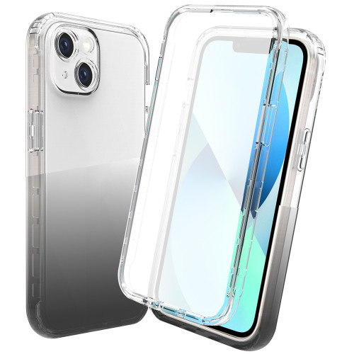 iPhone 14 Plus Full Body Shockproof Clear Gradient Phone Case - Black