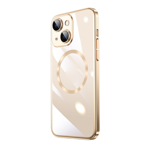 iPhone 14 Plus Magsafe Magnetic Electroplated PC Phone Case - Gold